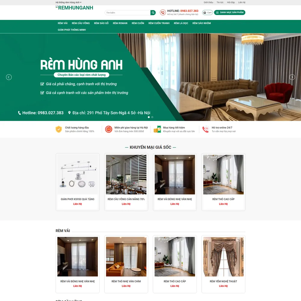 Mẫu website bán mành rèm, nội thất gia đình M-395