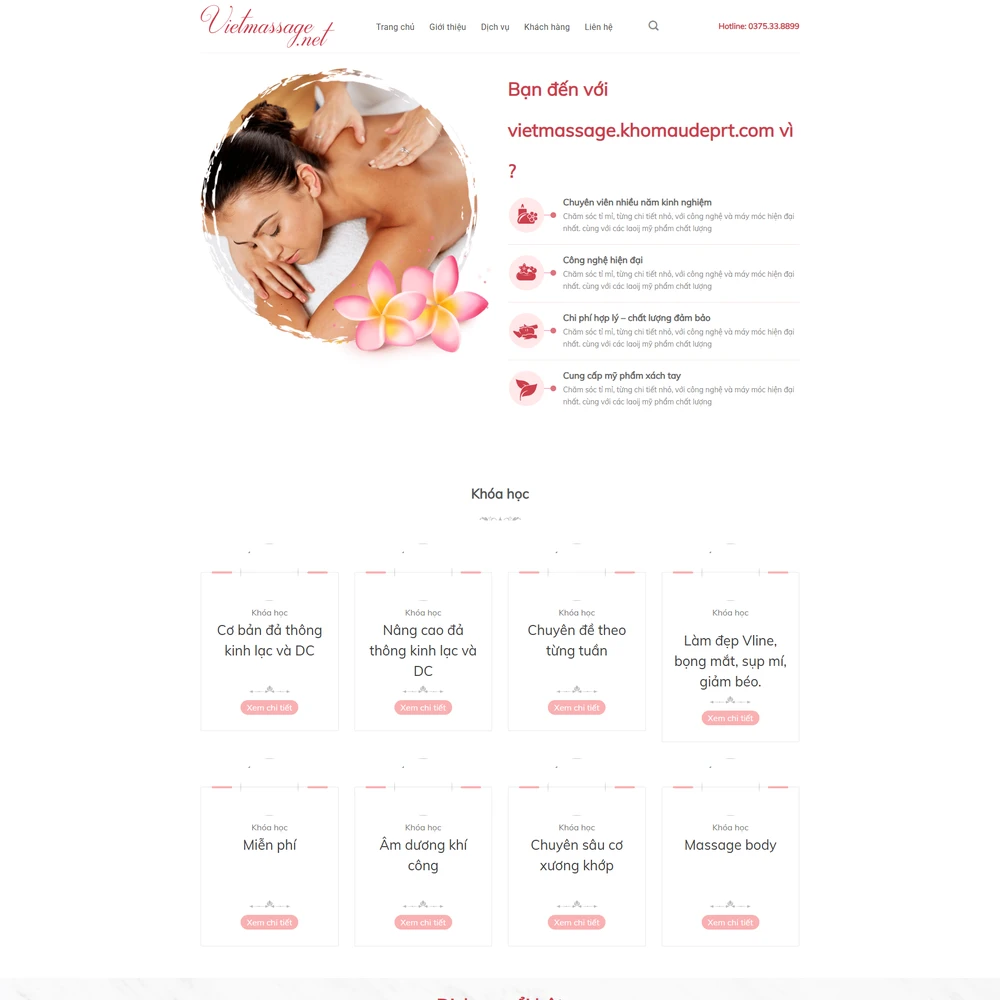 Mẫu website Dịch vụ massage, chăm sóc sức khỏe M-379