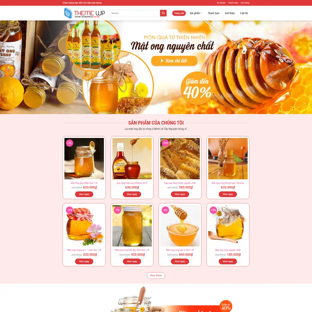 Mẫu website Mật ong, đặc sản quê hương M-398