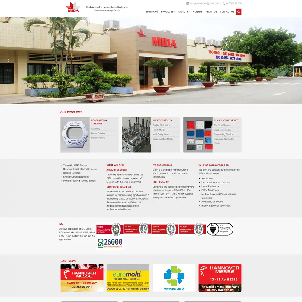 Mẫu website Công ty sản xuất thiết bị công nghiệp M-399