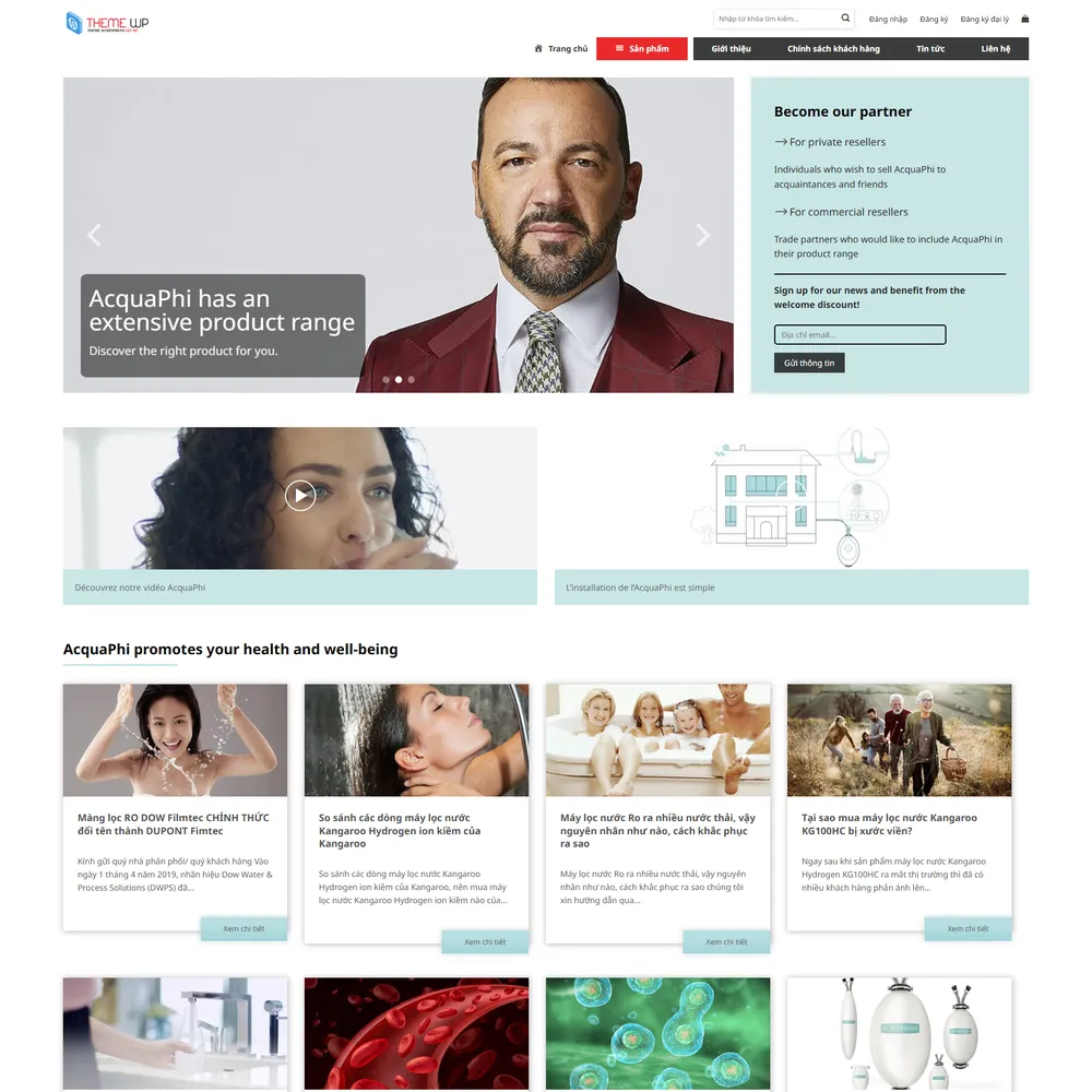 Mẫu website Landing page Máy lọc nước, máy lọc không khí Aqua home M-402