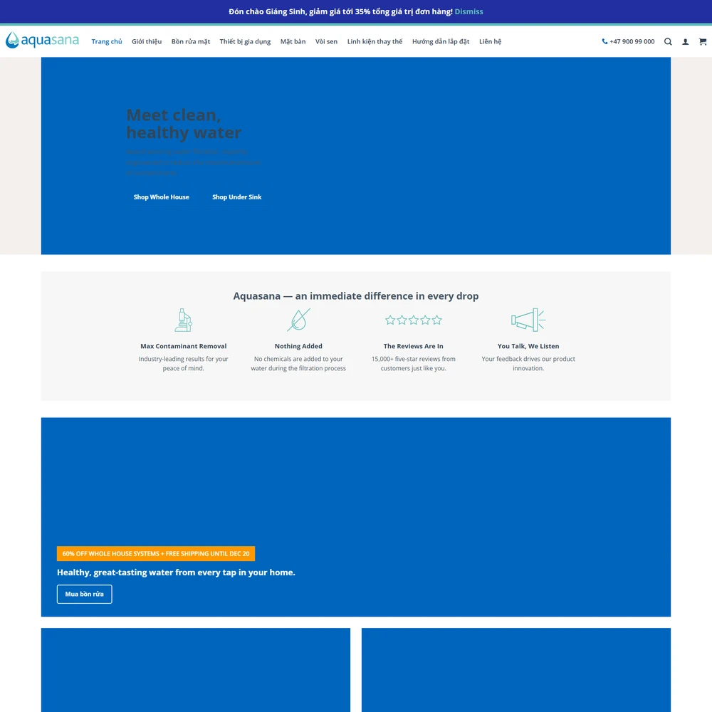 Mẫu website Máy lọc không khí, máy lọc nước Aquasana M-403