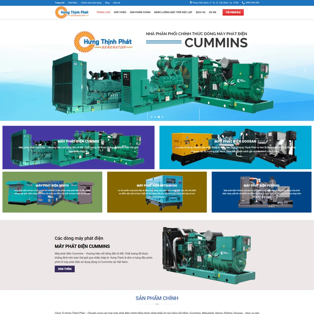 Mẫu website Máy phát điện, thiêt bị công nghiệp M-406