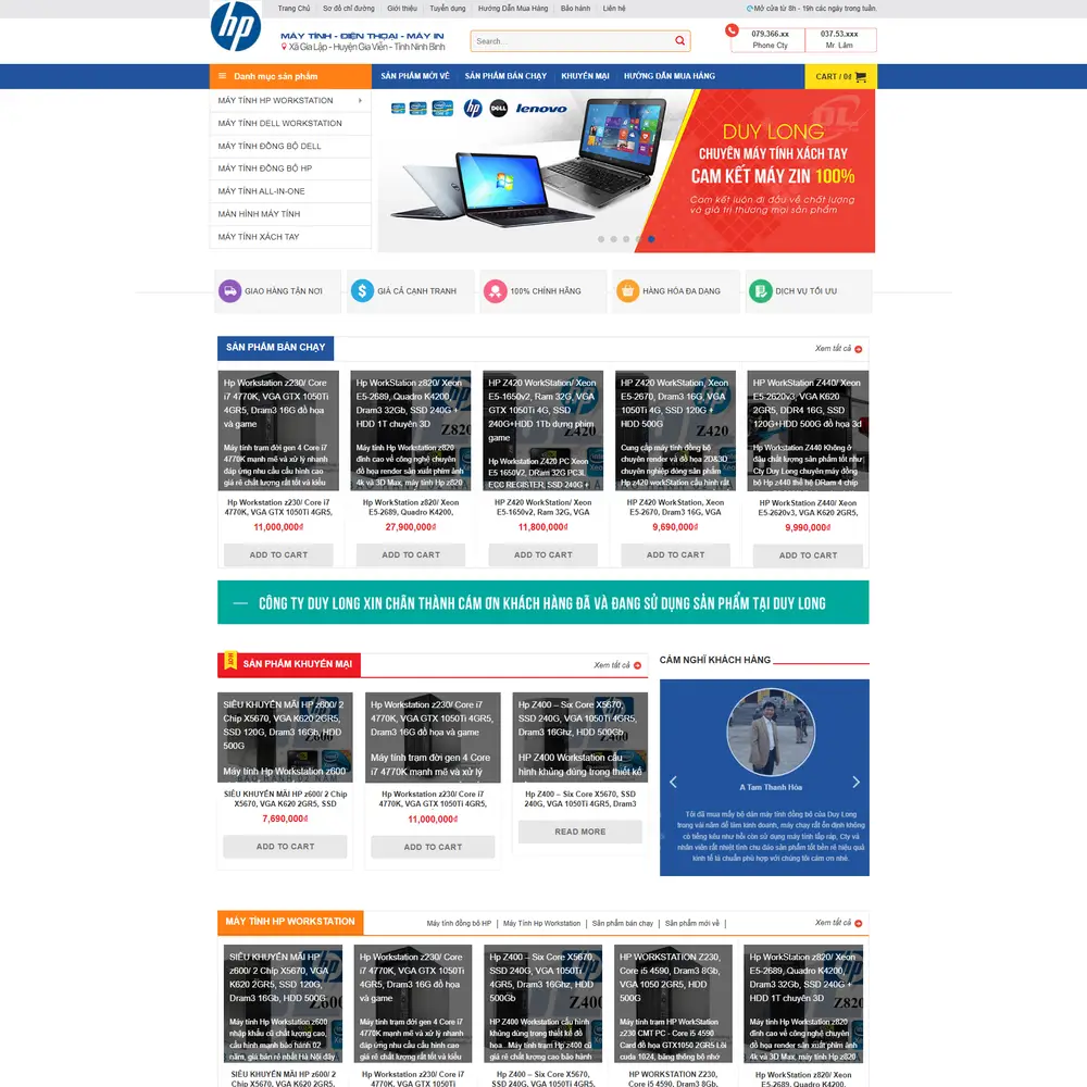 Mẫu website Máy tính, điện thoại, máy in Vũ Gia M-408