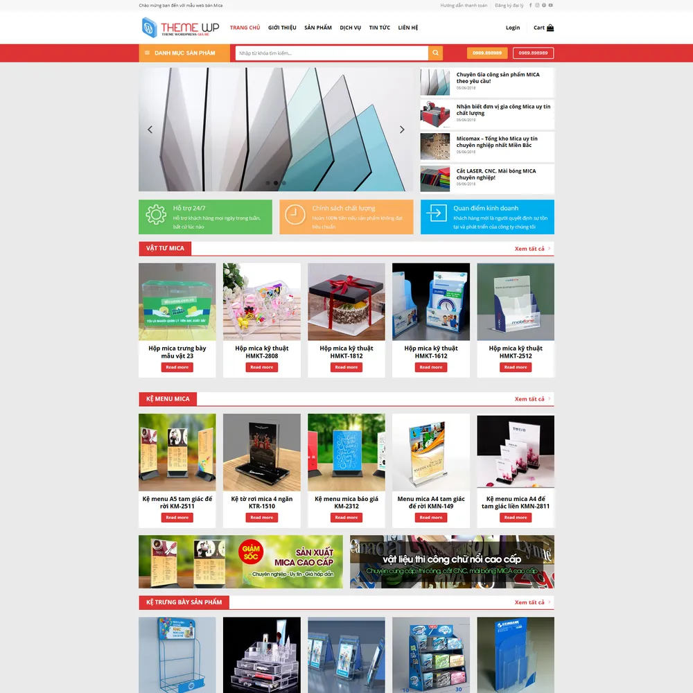 Mẫu website Mica, in ấn, biển bảng quảng cáo M-411