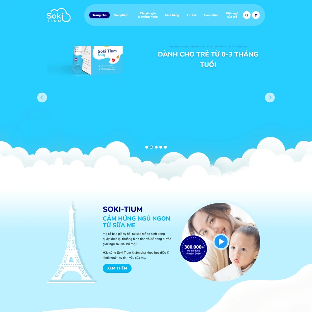 Mẫu website Landingpage Sữa, Thực phẩm chăm sóc sức khỏe Soki Tium M-413