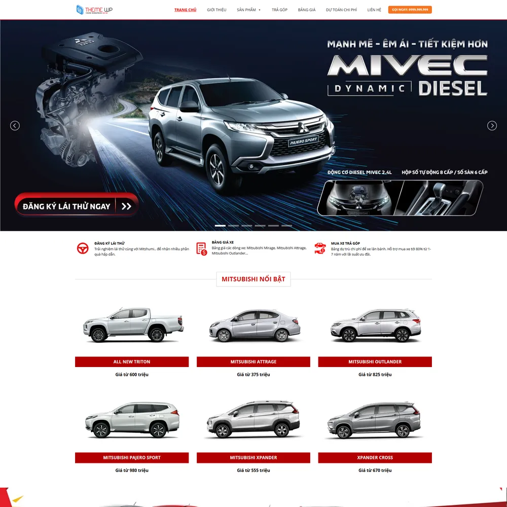Mẫu website giới thiệu và trưng bày xe ô tô Mitsubishi M-414