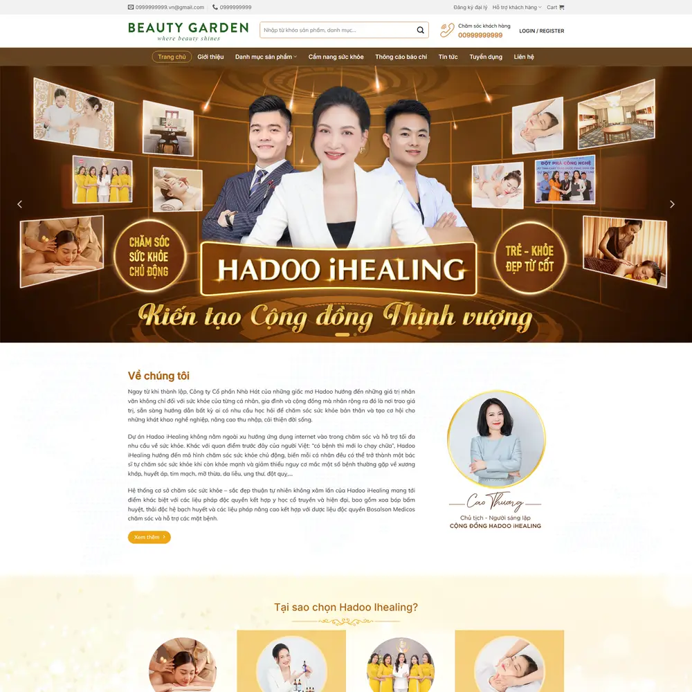 Mẫu website công ty mỹ phẩm, dược phẩm Beautiful Gargen M-418