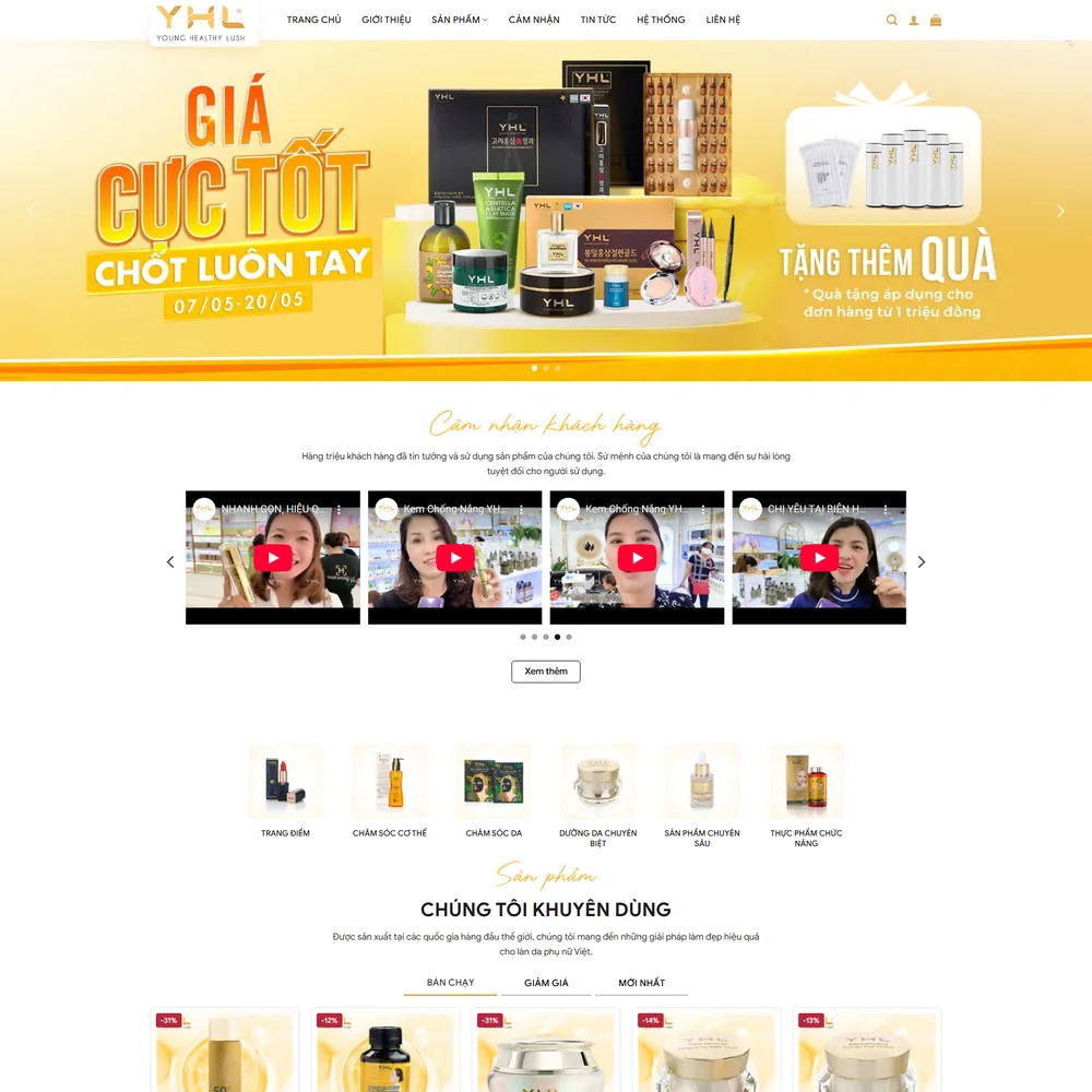 Mẫu website Công ty mỹ phẩm, dược phẩm, thực phấm chức năng M-419
