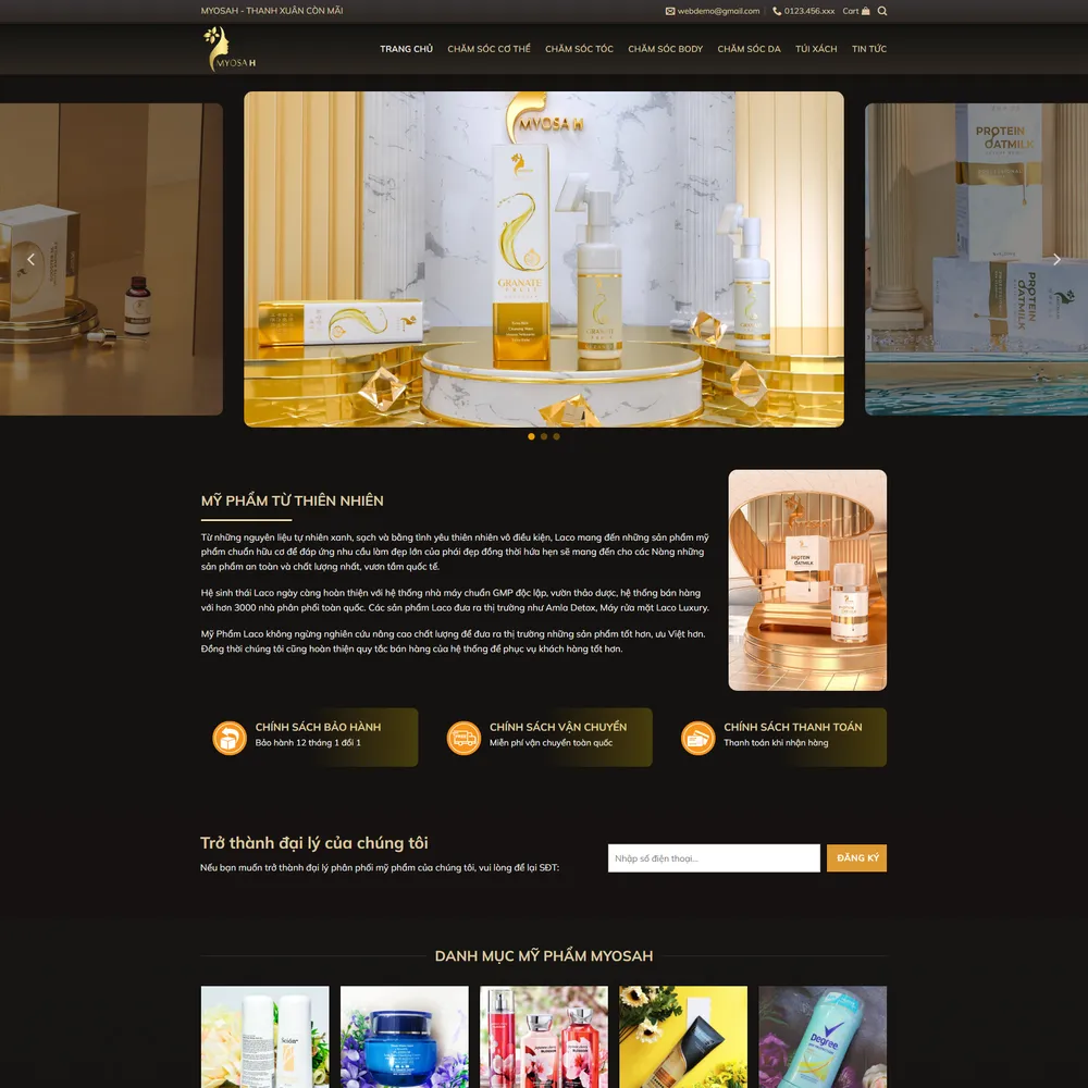 Mẫu website mỹ phẩm, dược phẩm chăm sóc da M-421