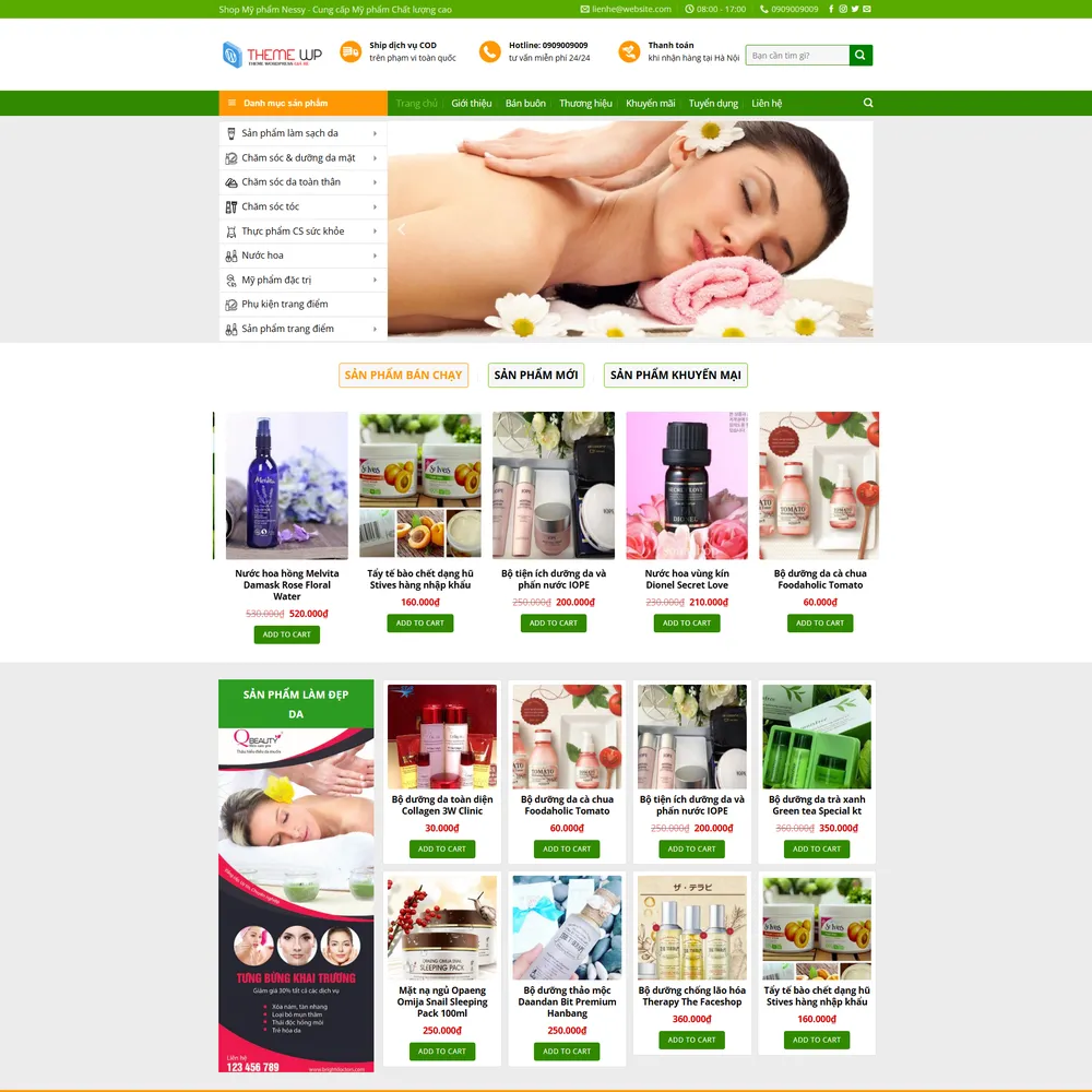 Mẫu website Mỹ phẩm, dược phẩm, chăm sóc sức khỏe sắc đẹp M-423