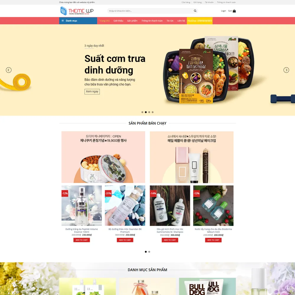 Mẫu website Mỹ phẩm, kem dưỡng da, chăm sóc sức khỏe sắc đẹp M-424