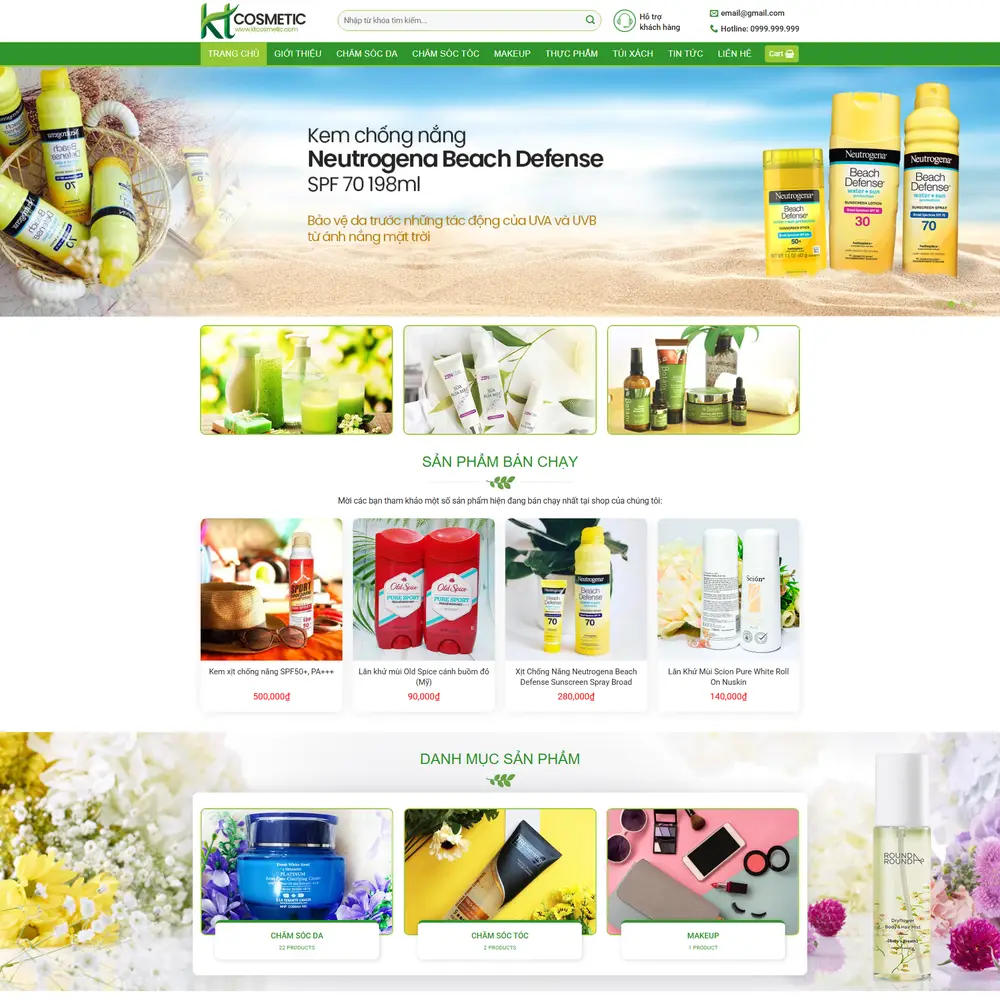 Mẫu website mỹ phẩm, dược phẩm KT Cosmetic M-426