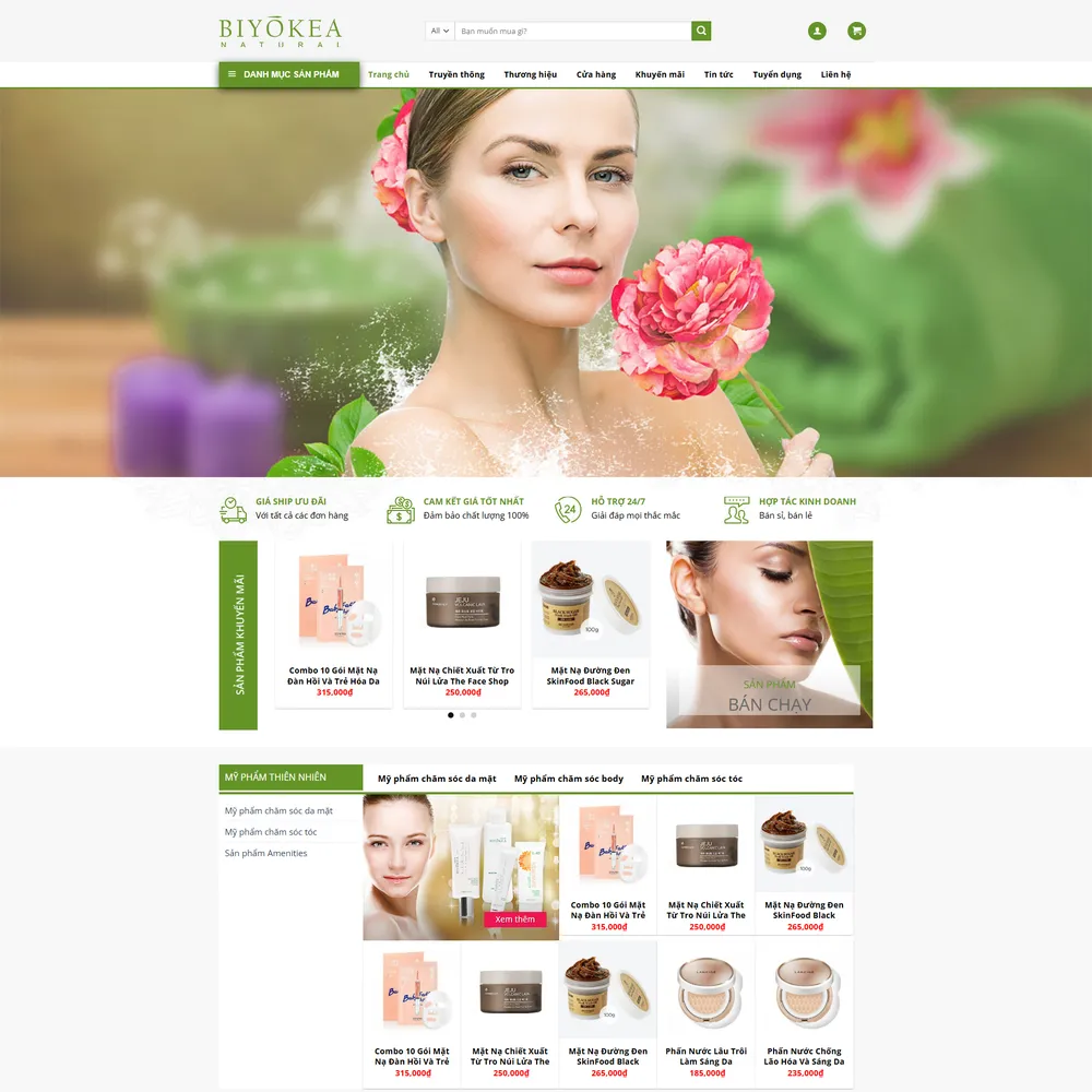 Mẫu website Mỹ phẩm dược phẩm chăm sóc sức khỏe sắc đẹp Biyokea M-427