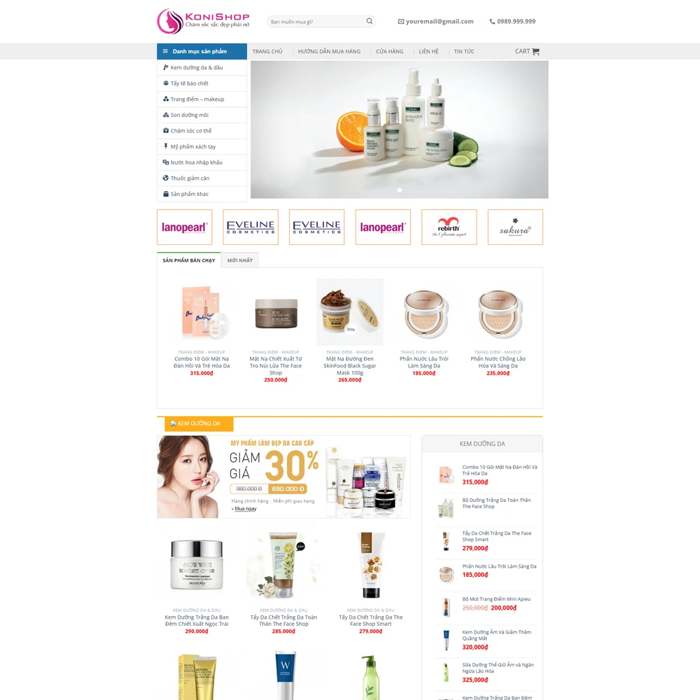Mẫu website Mỹ phẩm, chăm sóc sắc đẹp KONI Beauty M-428