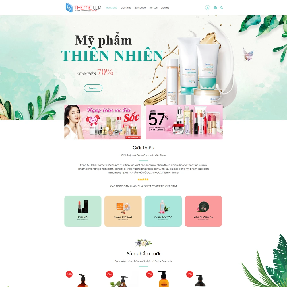 Mẫu website Mỹ phẩm từ thiên nhiên Delta Cosmetic M-429