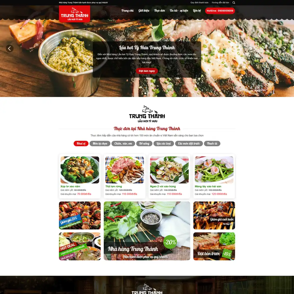 Mẫu website Nhà hàng, quán ăn ngon Trung Thành M-431