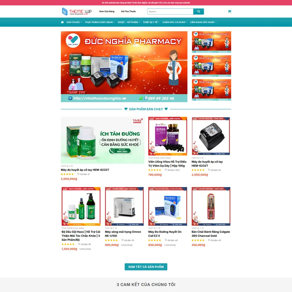 Mẫu website Nhà thuốc, dược phẩm Đức Nghĩa M-436