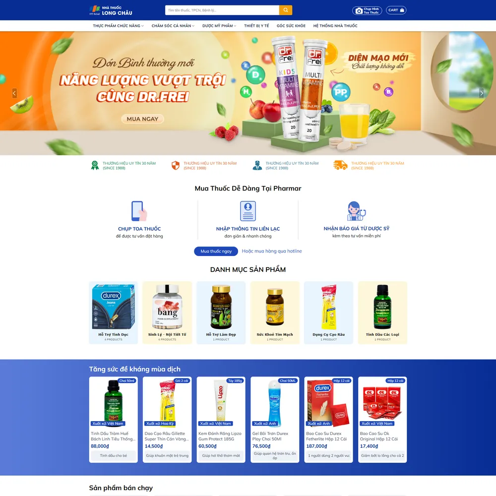 Mẫu website Nhà thuốc Long Châu M-437