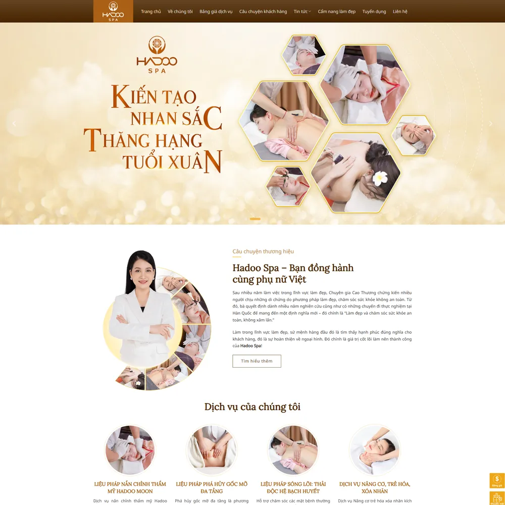 Mẫu website spa làm đẹp Hadoo Spa