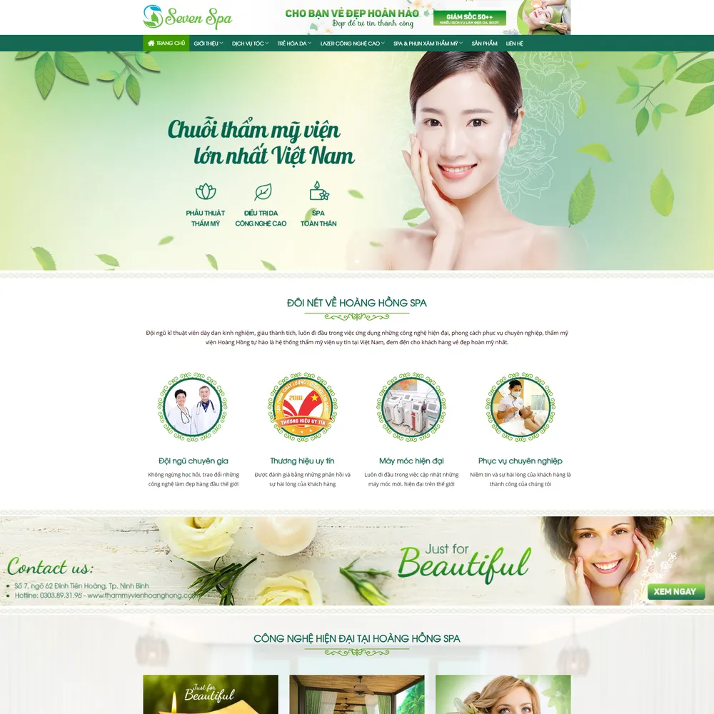 Mẫu website  spa thẩm mỹ viện làm đẹp Seven spa