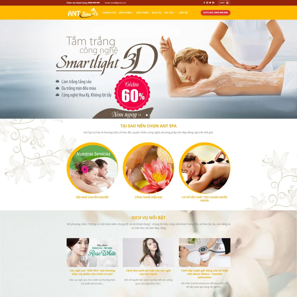 Mẫu website spa thẩm mỹ viện làm đẹp ANT SPA
