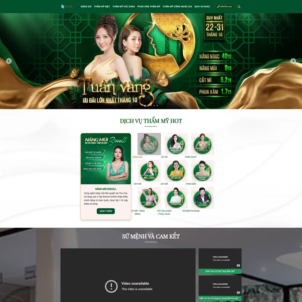 Mẫu website spa làm đẹp thẩm mỹ viện cao cấp Thu Cúc Beauty