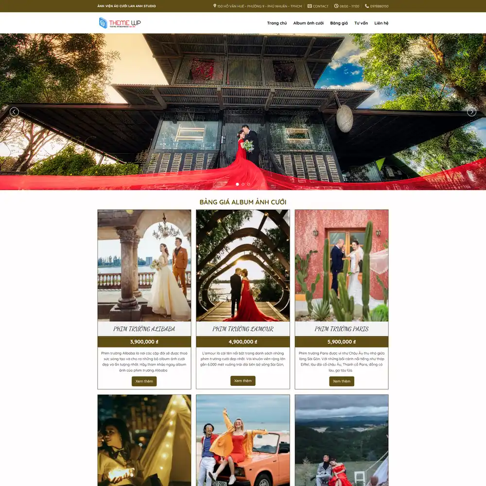 Mẫu website studio ảnh viện áo cưới Việt wedding