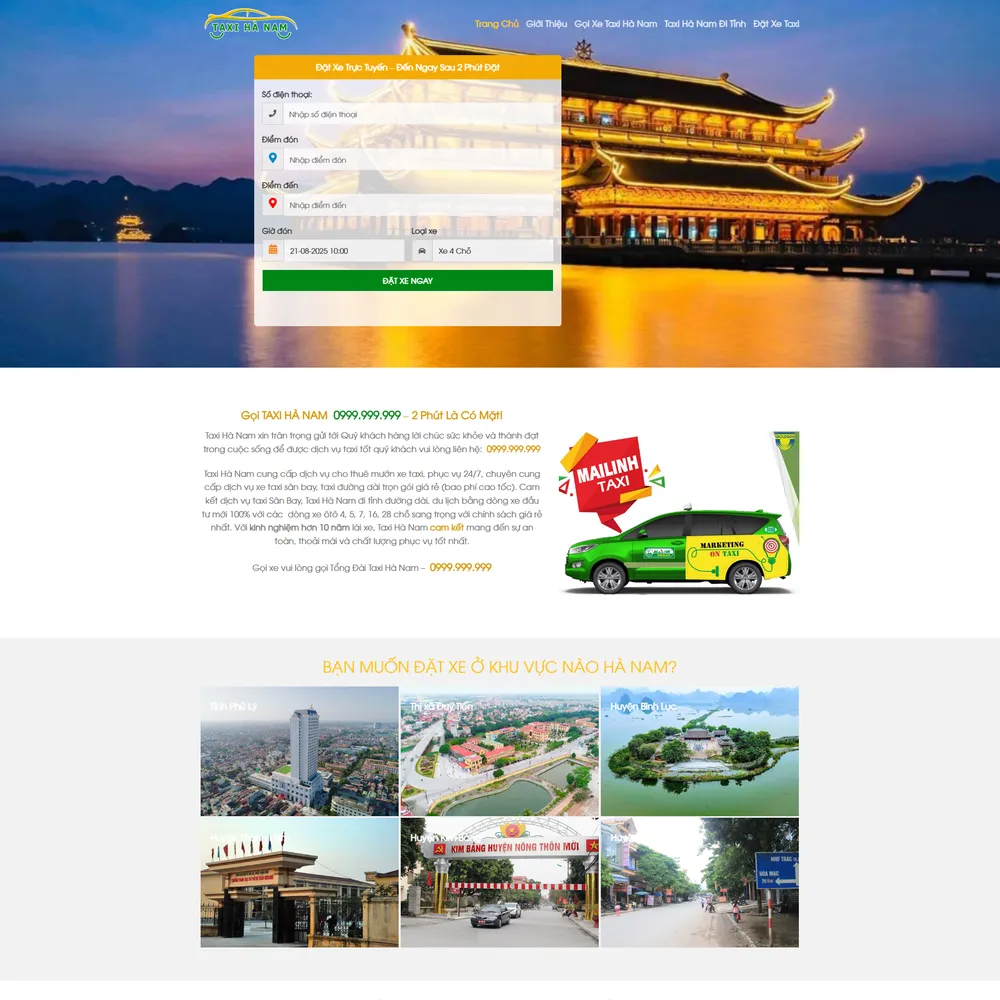 Mẫu website đặt xe taxi có tính đường đi iTaxi