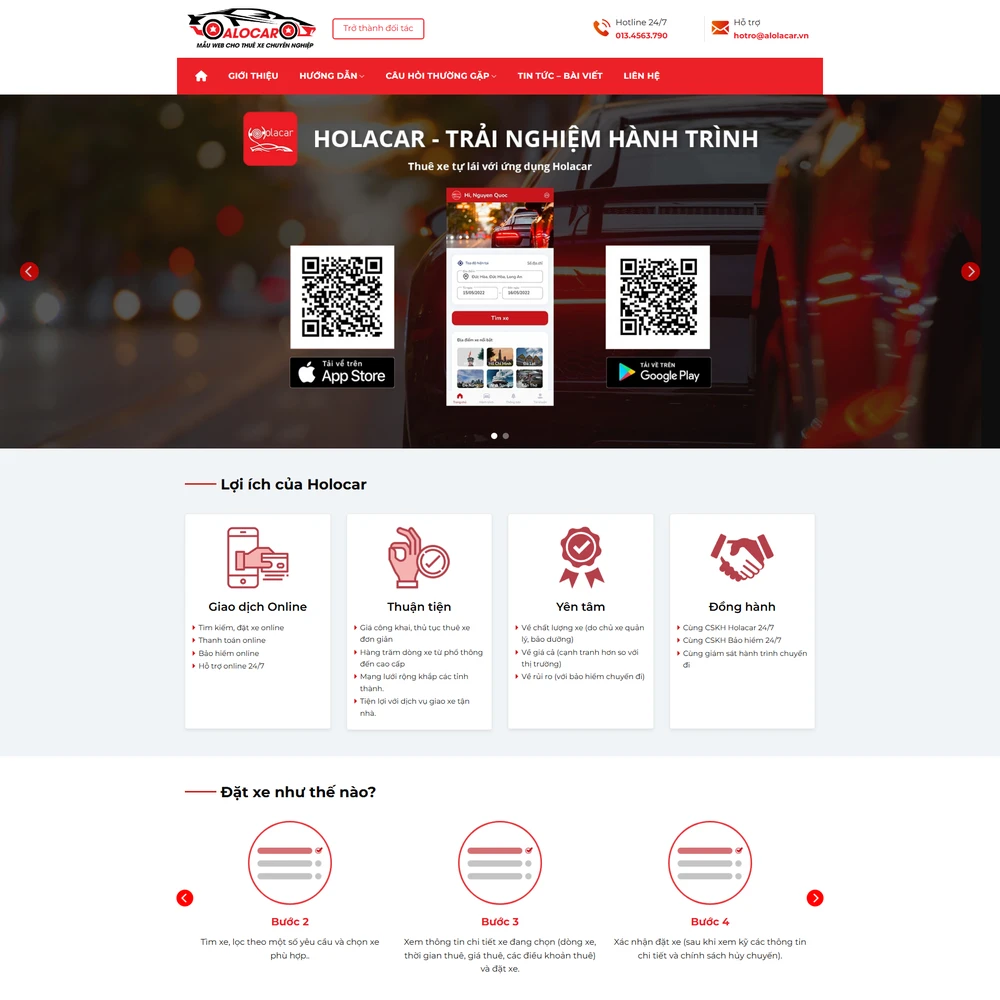 Mẫu website Giới thiệu công ty dịch vụ taxi Alocar