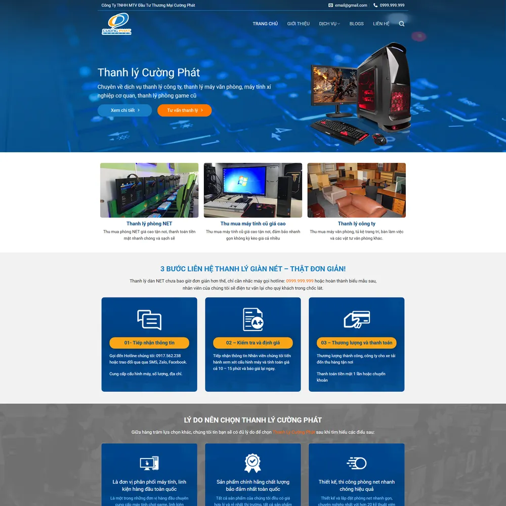 Mẫu website Công ty máy văn phòng phòng game Cường Phát
