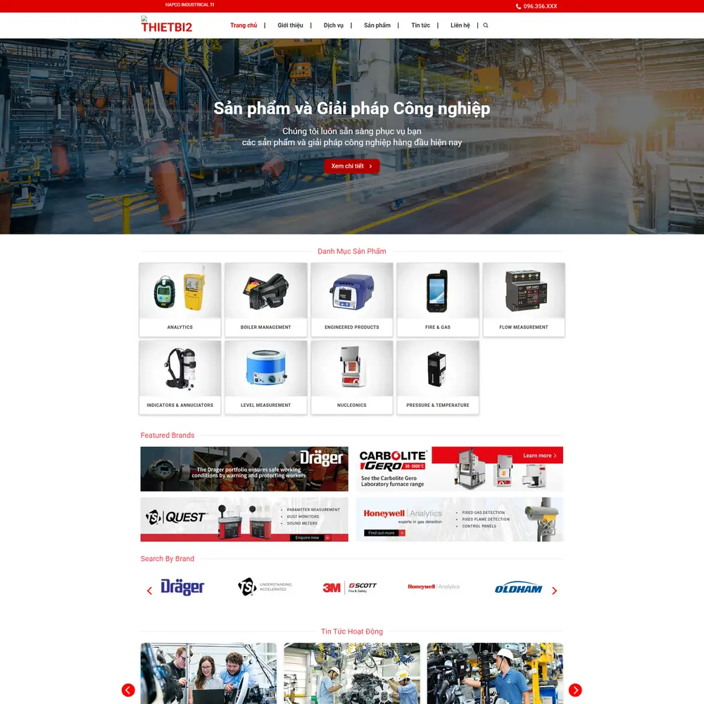 Mẫu website Giới thiệu công ty Sản phẩm và Giải pháp Công nghiệp HAPCO