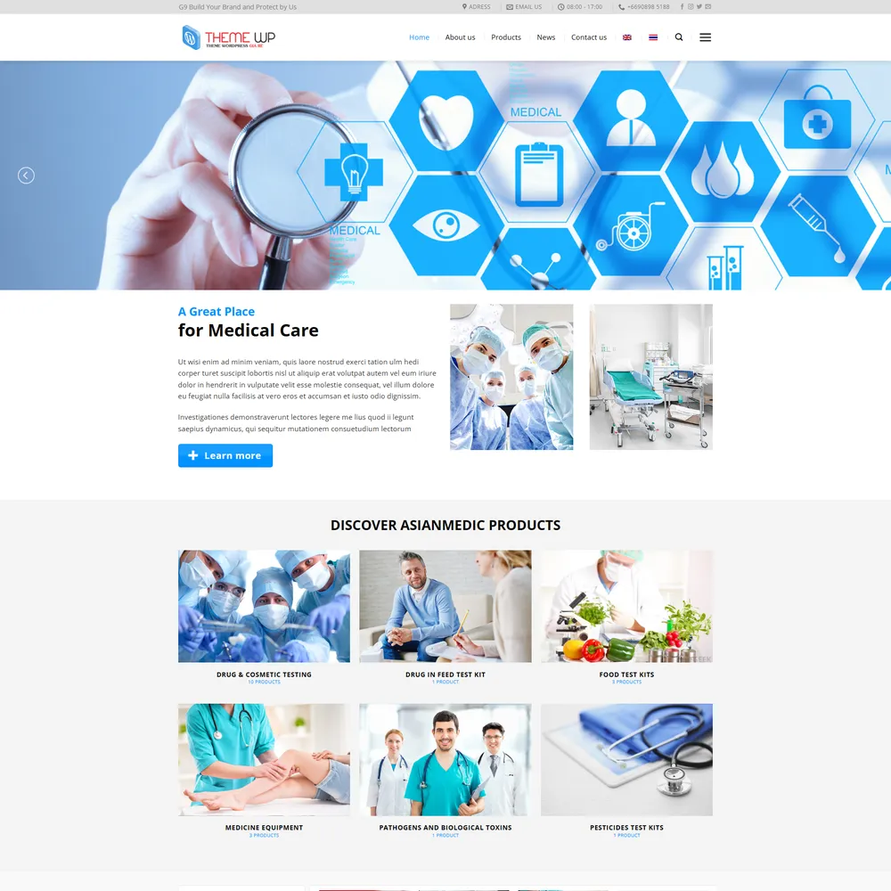 Mẫu website Giới thiệu công ty thiết bị y tế Medical Care
