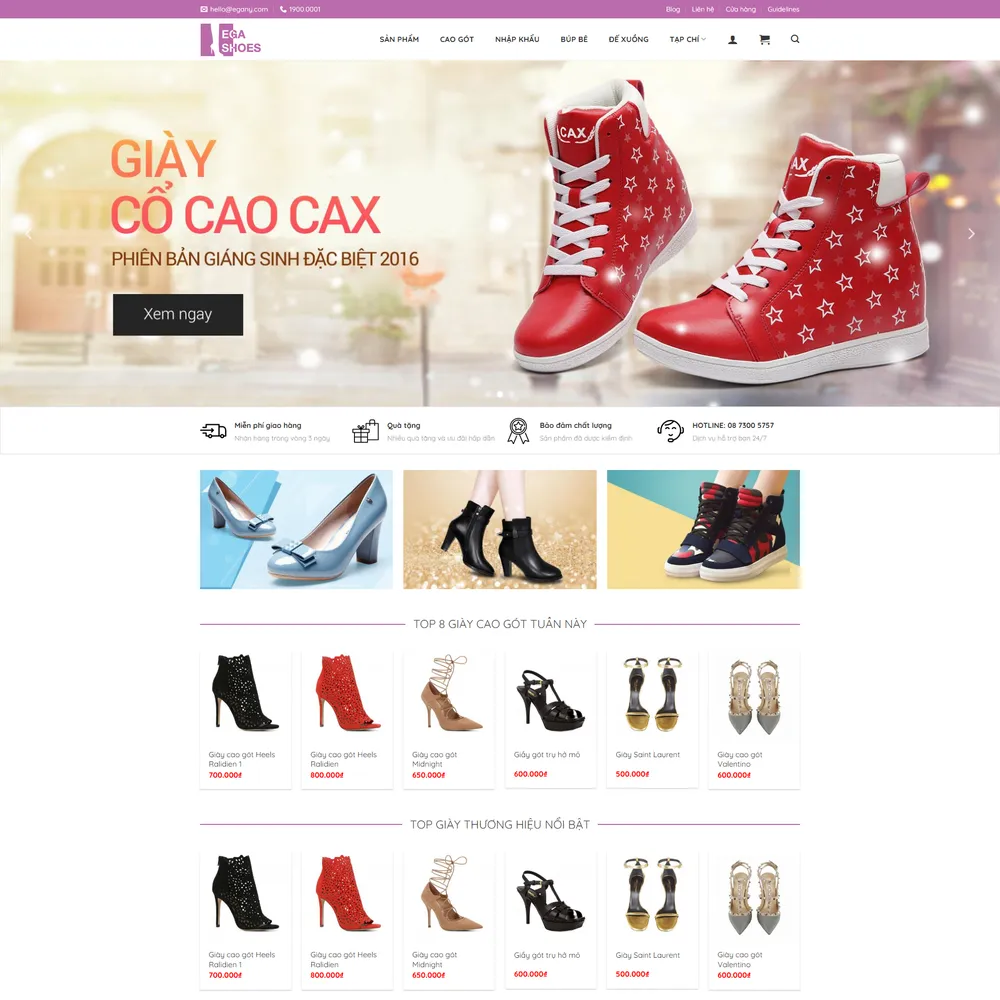 Mẫu website Thời trang giày dép nữ cao cấp Megashoes