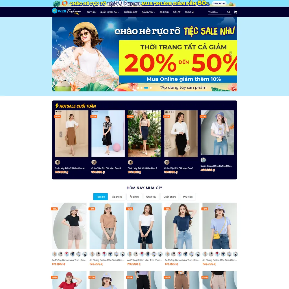 Mẫu website Thời trang nữ quần áo giày dép hè Su Fashion
