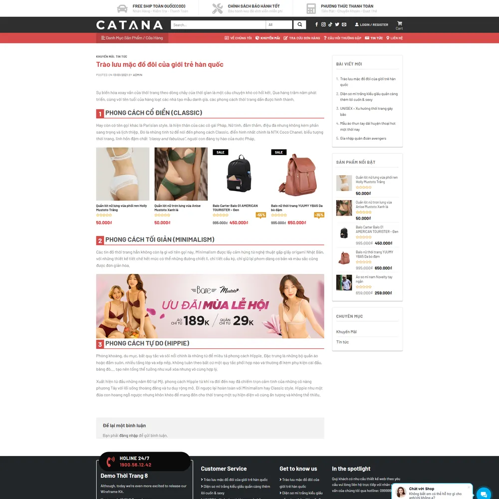 Mẫu website Thời trang nam nữ hiện đại Catana