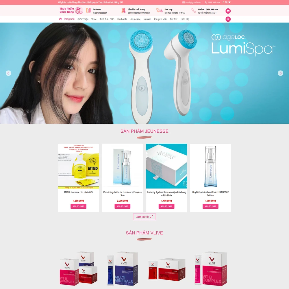 Mẫu website Thực phẩm chức năng, tinh dầu, chăm sóc da Nuticare