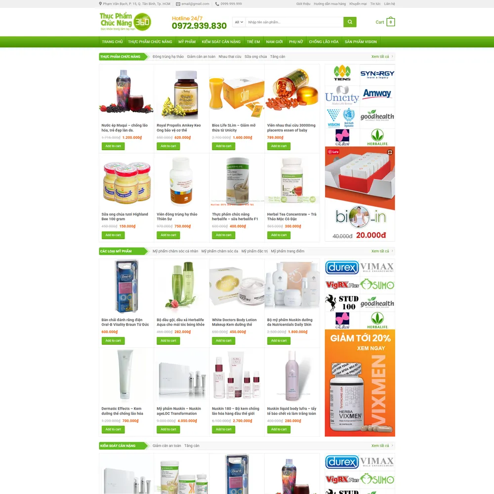 Mẫu website Thực phẩm chức năng bảo vệ sức khỏe Vicare