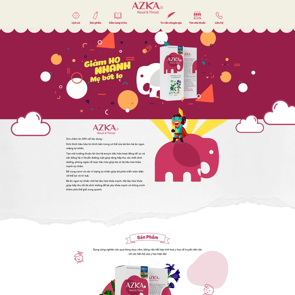 Mẫu website Giới thiệu công ty, sản phẩm trị họ trẻ em AZKA