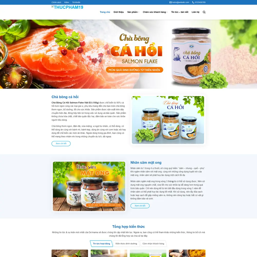 Mẫu website Thực phẩm nhập khẩu cá hồi, mật ong Việt EU CO