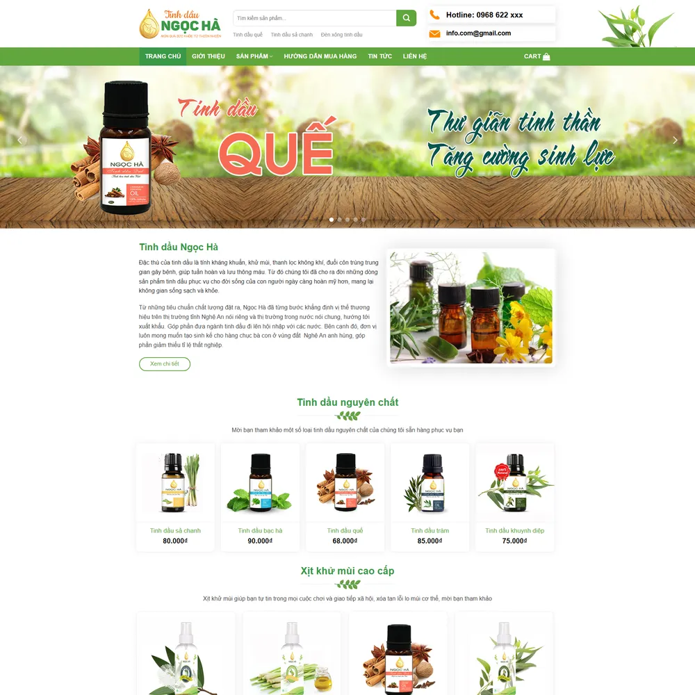 Mẫu website Thực phẩm, đèn xông tinh dầu, xịt khử mùi Ngọc Hà