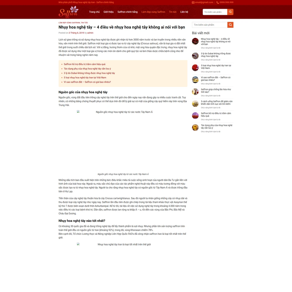Mẫu website Mỹ phẩm, Nhụy hoa nghệ tây Iran - Saffon