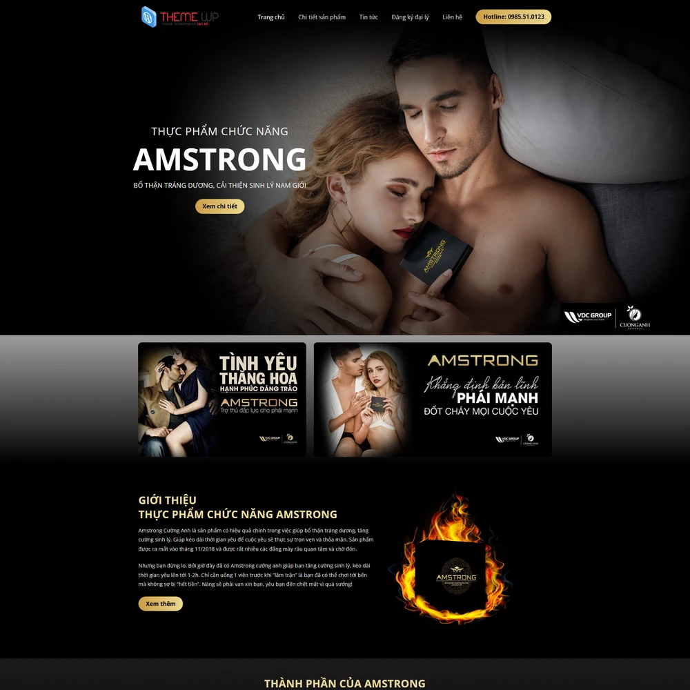 Mẫu website Thực phẩm chức năng, mỹ phẩm, bảo vệ sức khỏe Amstrong