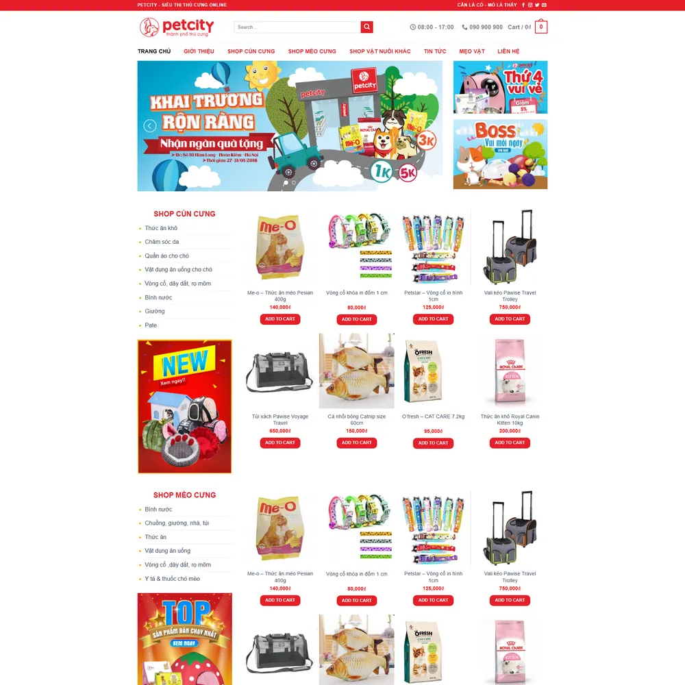 Mẫu website Dịch vụ chăm sóc vật nuôi, thú cưng Pet city