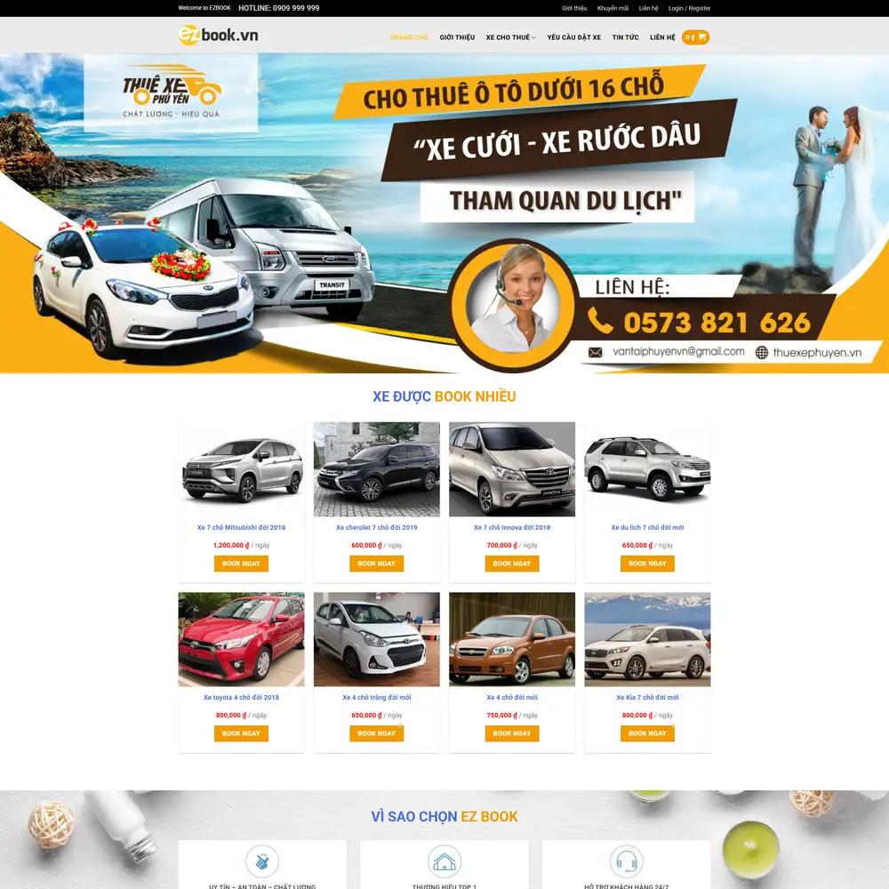 Mẫu website Dịch vụ cho thuê xe ô tô du lịch Minh Khải