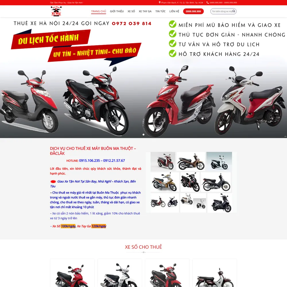 Mẫu website Dịch vụ cho thuê xe máy Hùng Anh