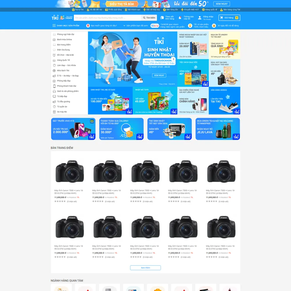 Mẫu website thương mại điện tử TIKI