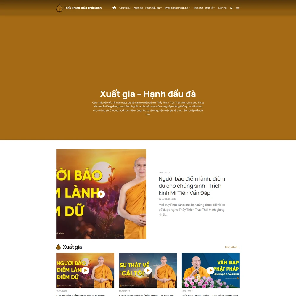 Mẫu website tin tức Phật giáo Thầy Trúc Thái Minh