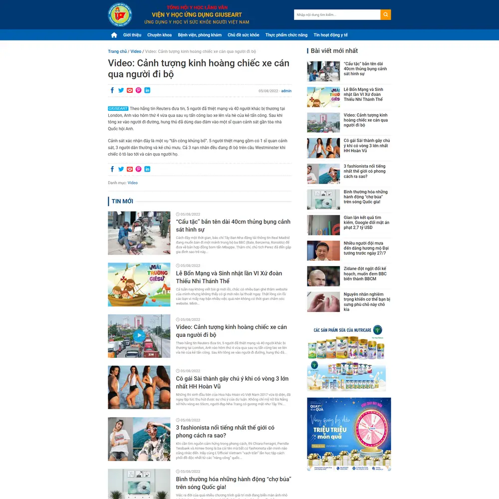 Mẫu website tin tức y học tổng hội y học Lãng Vân