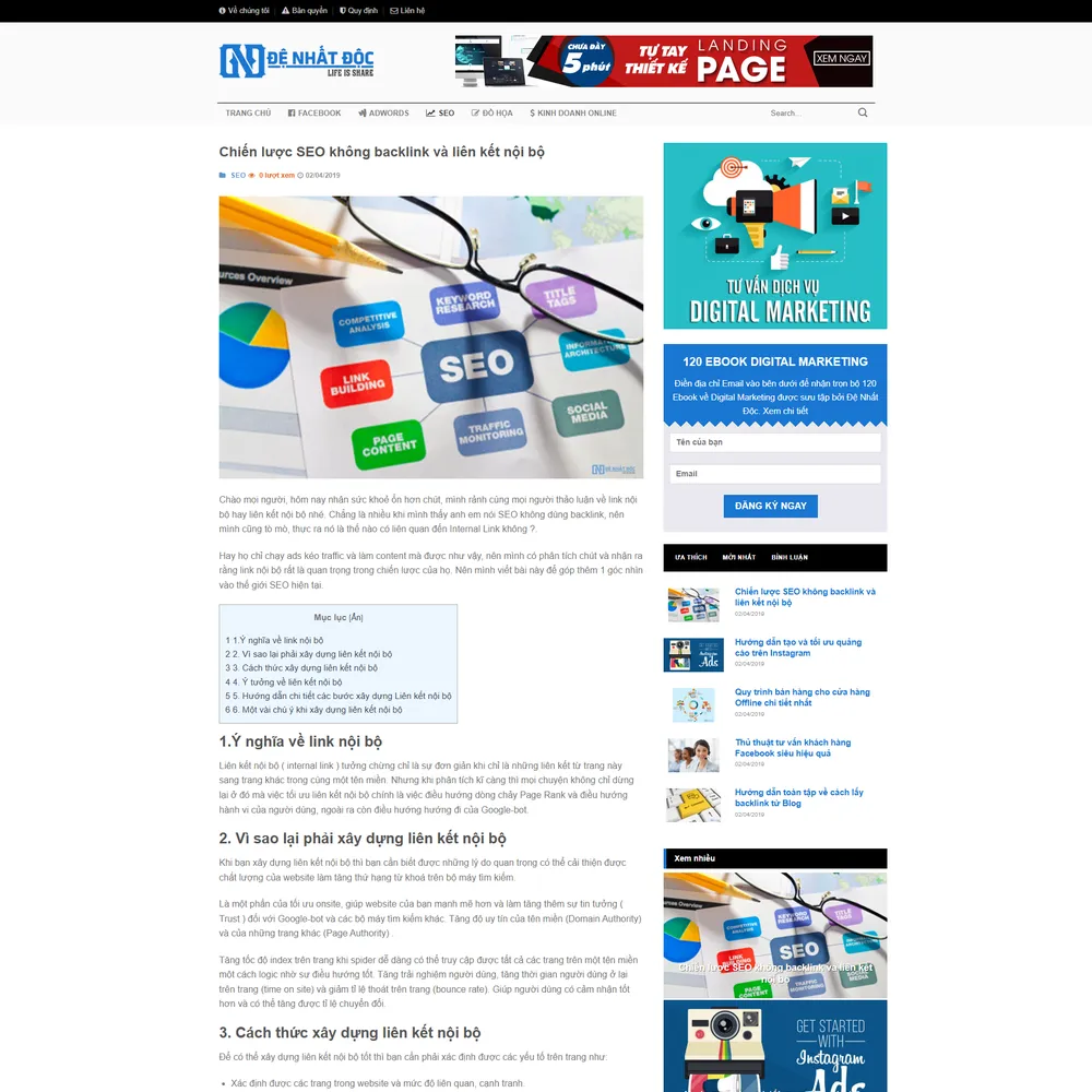 Mẫu website tin tức chia sẻ kiến thức SEO, Digital Marketing AZ Agency